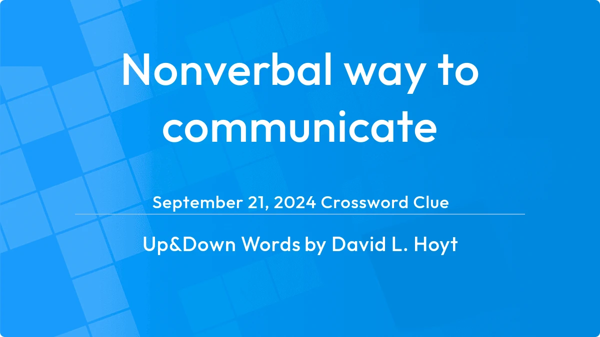 Nonverbal Way To Communicate November 20, 2023